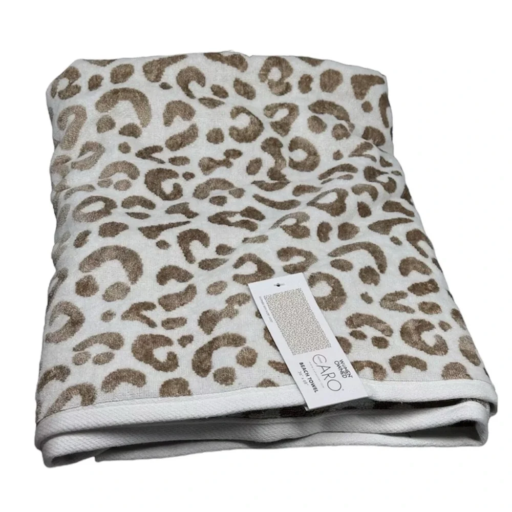 🆕 Leopard Beach Towel Ivory Gold